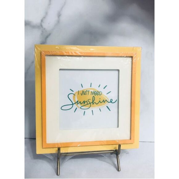 Farmhouse Print Framed Art Yellow 8x8 Picture Stand I Just Need Sunshine Coastal - Picture 2 of 4